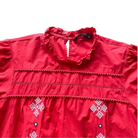 ZARA WOMAN Embroidered Top in Red Size XS — GORGEOUS!!! - Picture 11 of 14